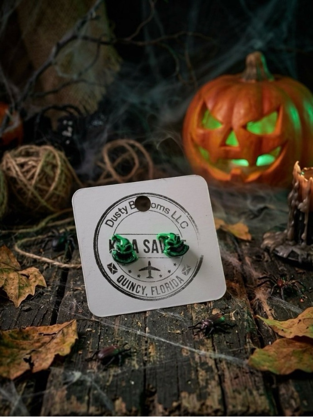 Green boogie man Hat Stud Earrings